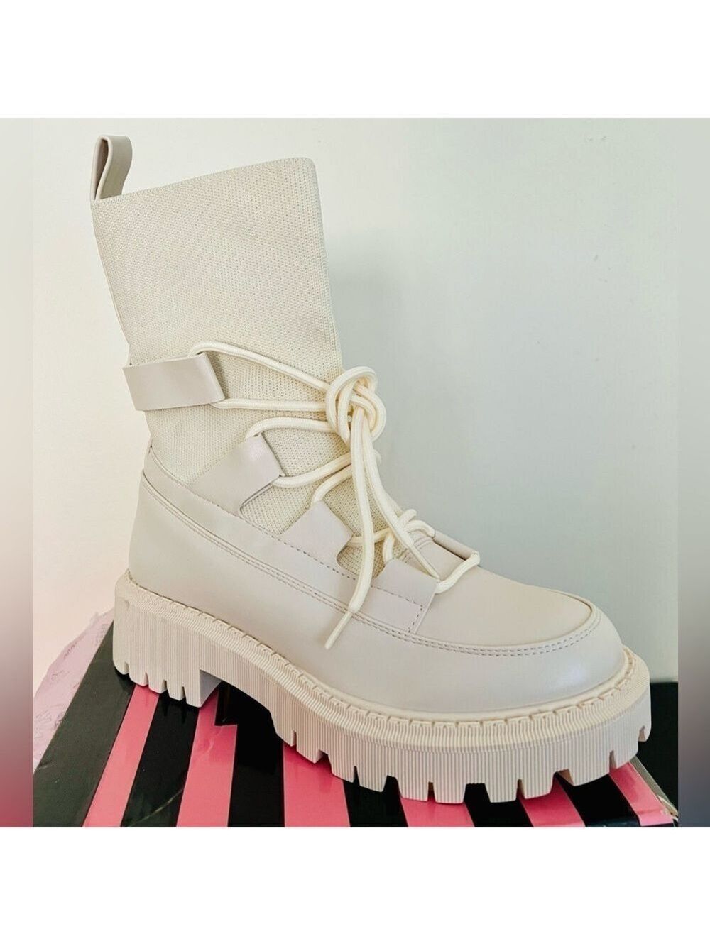 NIB Dolls Kill Lady GoDiva First To Board Platform Ankle Boots Vegan Leather